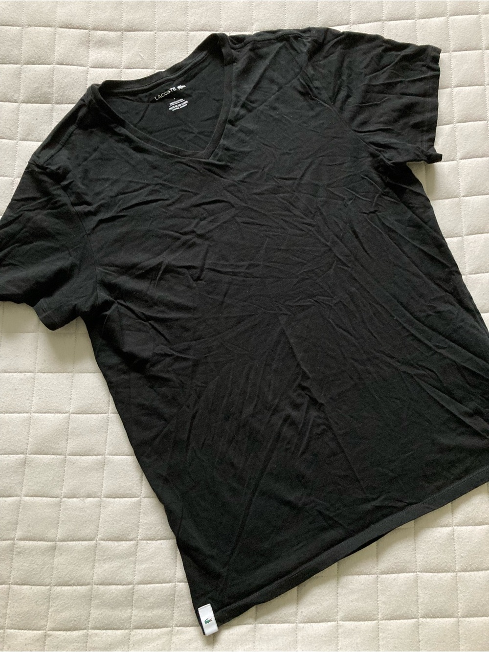 Lacoste Men's Black V-Neck Short Sleeve Tee